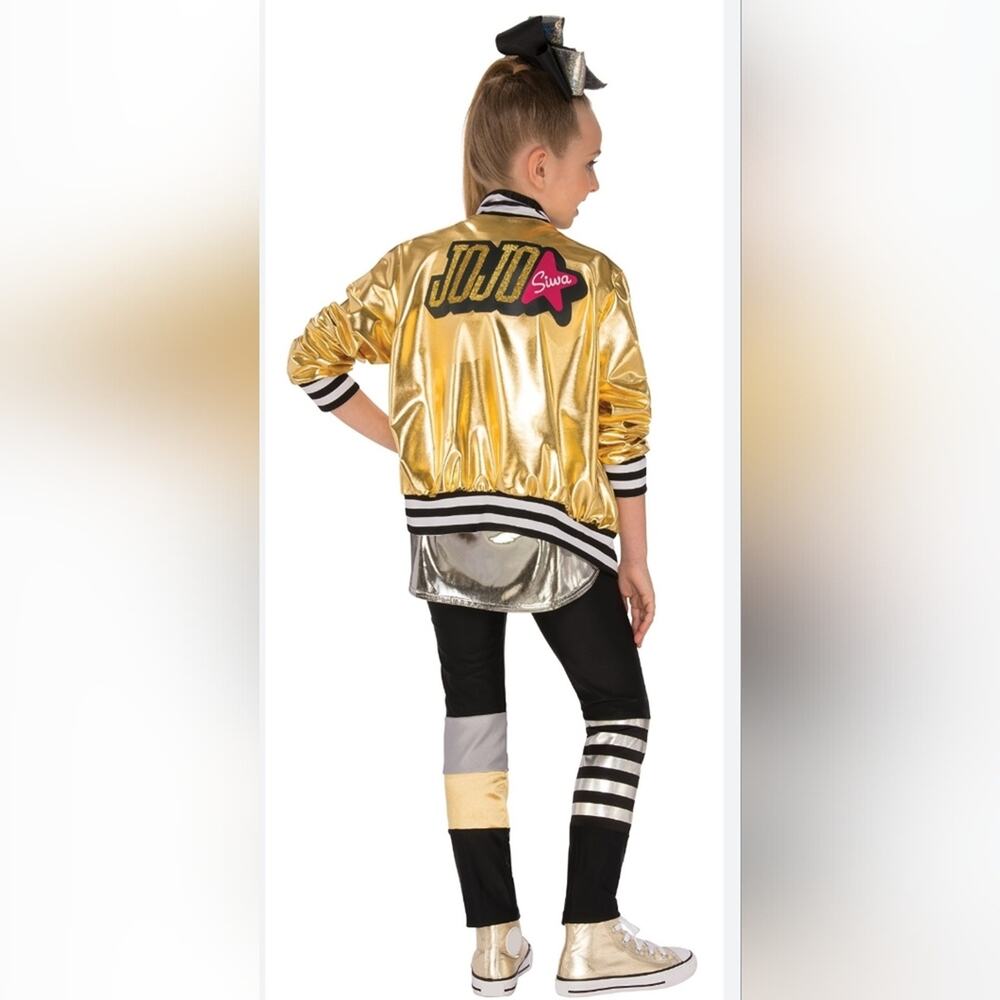JoJo Siwa 5 Pc Metallic Gold & Black Kids Costume Sz M #1806